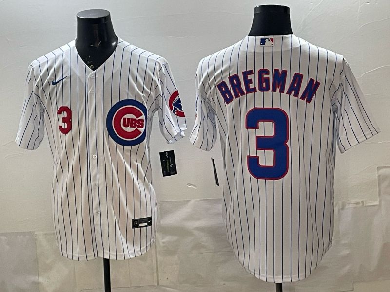 Men 2026 Chicago Cubs #3 Bregman White Stripe Game Nike MLB Jersey style 005->chicago cubs->MLB Jersey